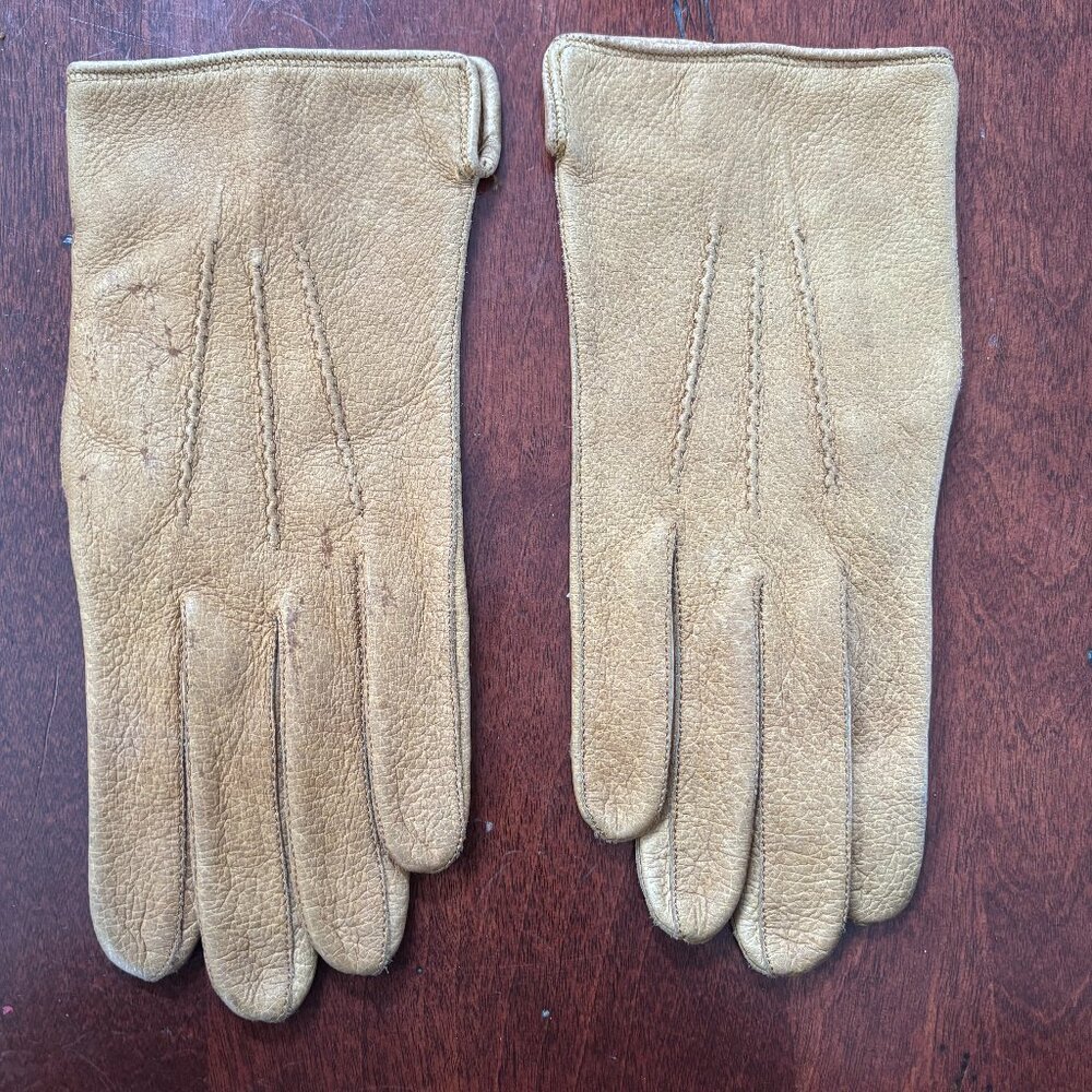 by Superle Pigskin Leather Gloves, Size 8, Tan Brown
